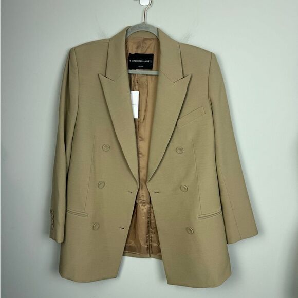 BRANDON MAXWELL | NEW The Clara Blazer Brown Wool Silk Blend Women’s Size 8 - Picture 6 of 15